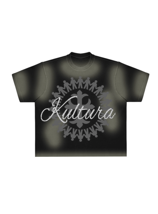 black kultura rhinestone logo shirt