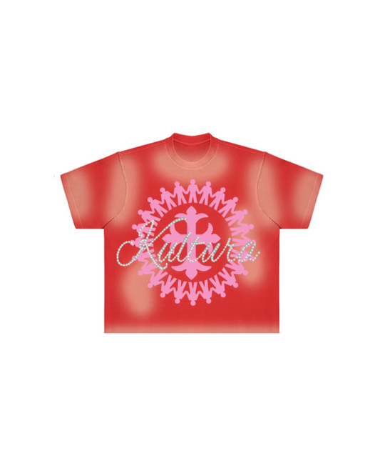 red kultura rhinestone logo shirt