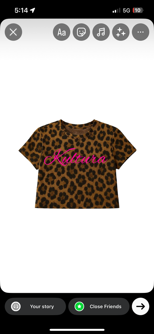 kultura cropped cheetah print shirt